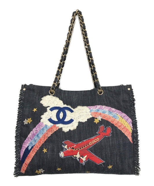 [Pre-owned] CHANEL Denim Chain Tote Bag