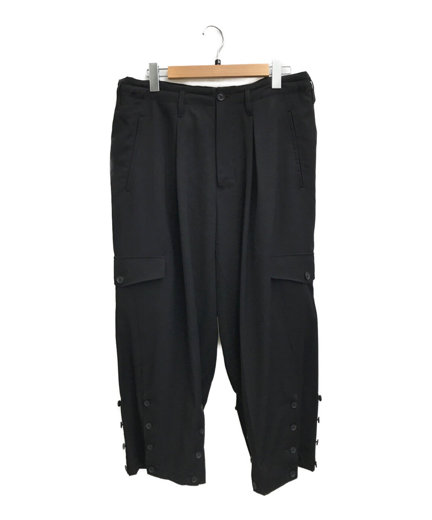 [Pre-owned] Yohji Yamamoto POUR HOMME Wrinkled Gabardine Hem Adjusted Pants  HC-P28-100