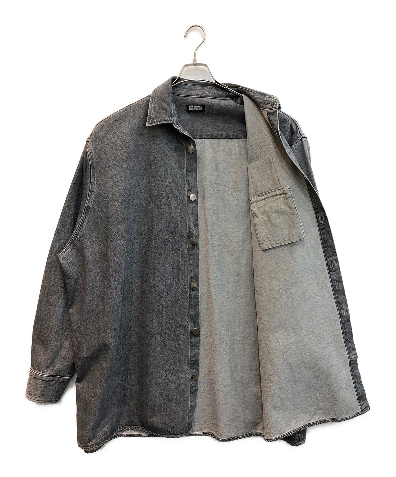 [Pre-owned] RAF SIMONS 20AW BIG FIT DENIM SHIRT BLACK With ZIPPED POCKET