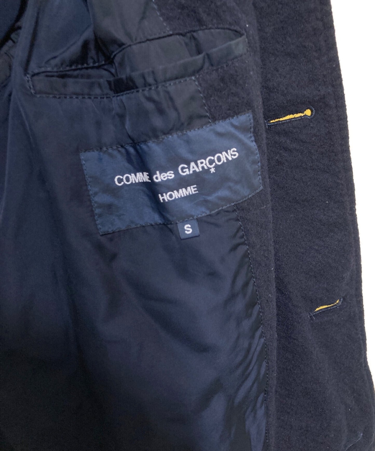 COMME des GARCONS HOMME Woolen Shrinkable Stencil Collar Coat HN-C010