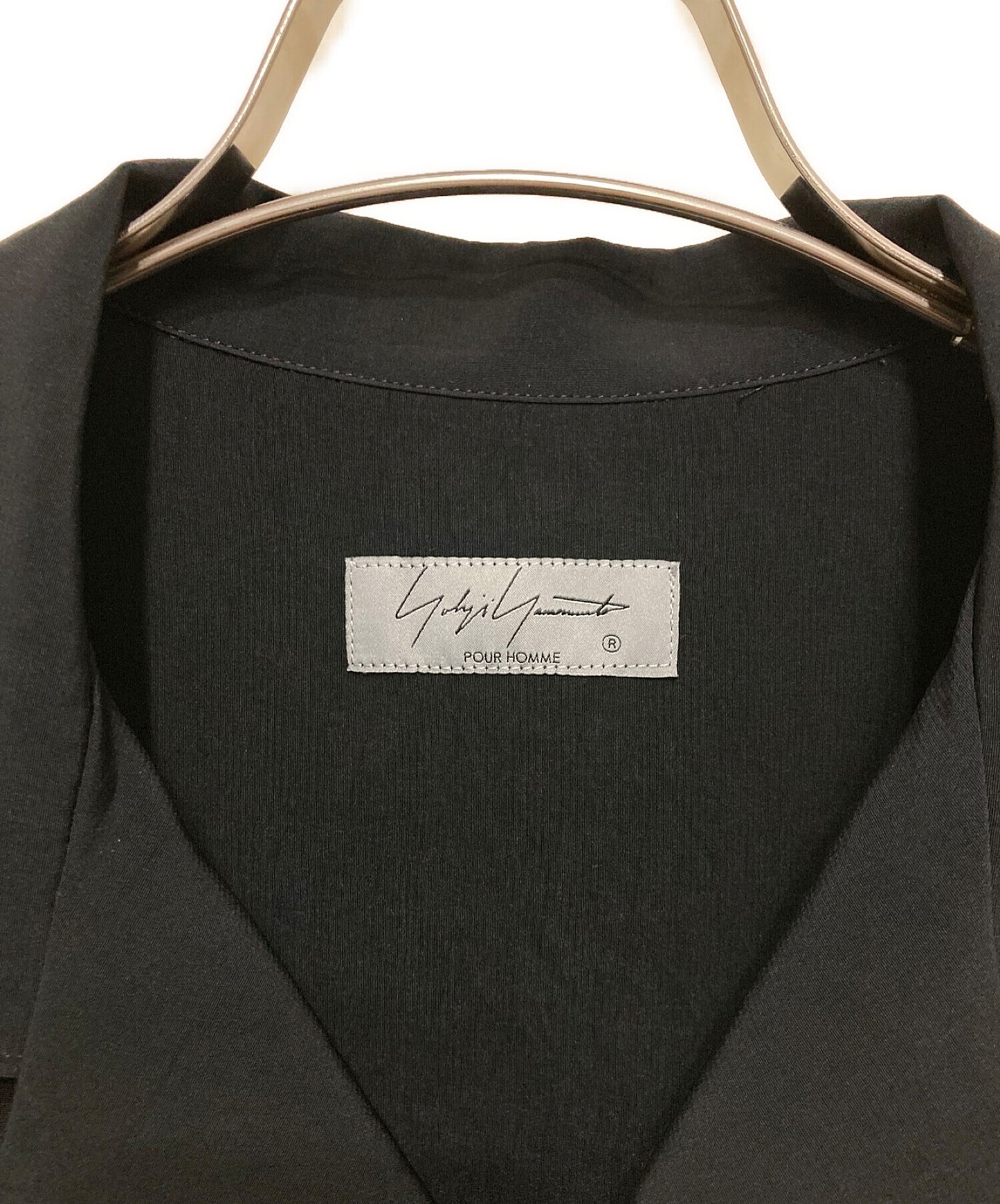 Yohji Yamamoto Pour Homme开放项圈长衬衫HG-B47-502