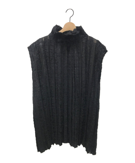 [Pre-owned] me ISSEY MIYAKE Shaggy Striped High Neck Sear One Piece MI33FR561