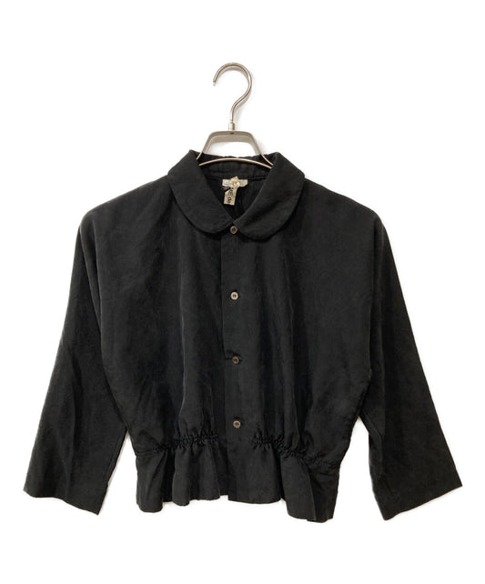 COMME des GARCONS Silk wool waist gathered round collar blouse G1-B023