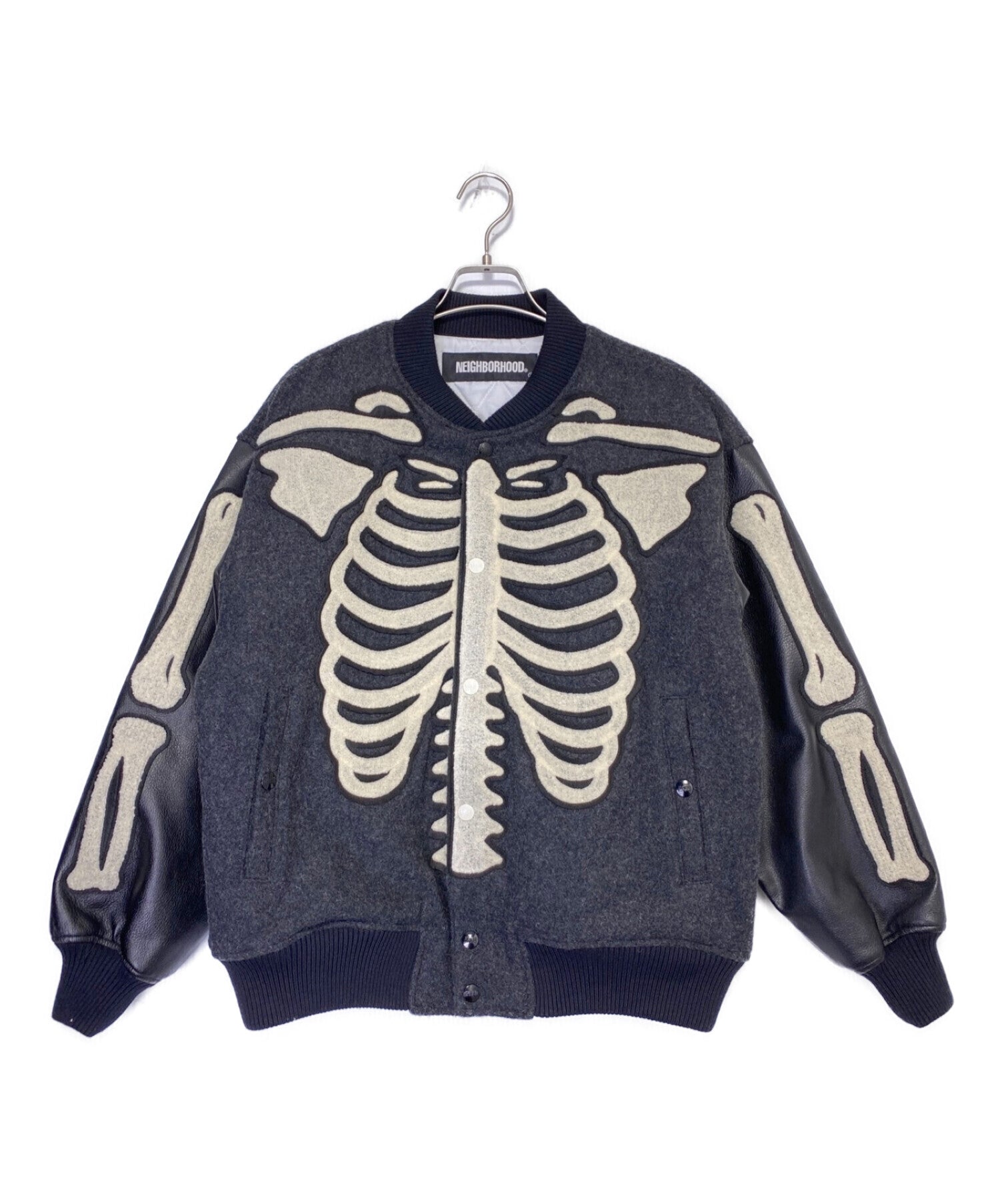 [Pre-owned] NEIGHBORHOOD VARSITY JACKET BONE 212AQNH-JKM01S