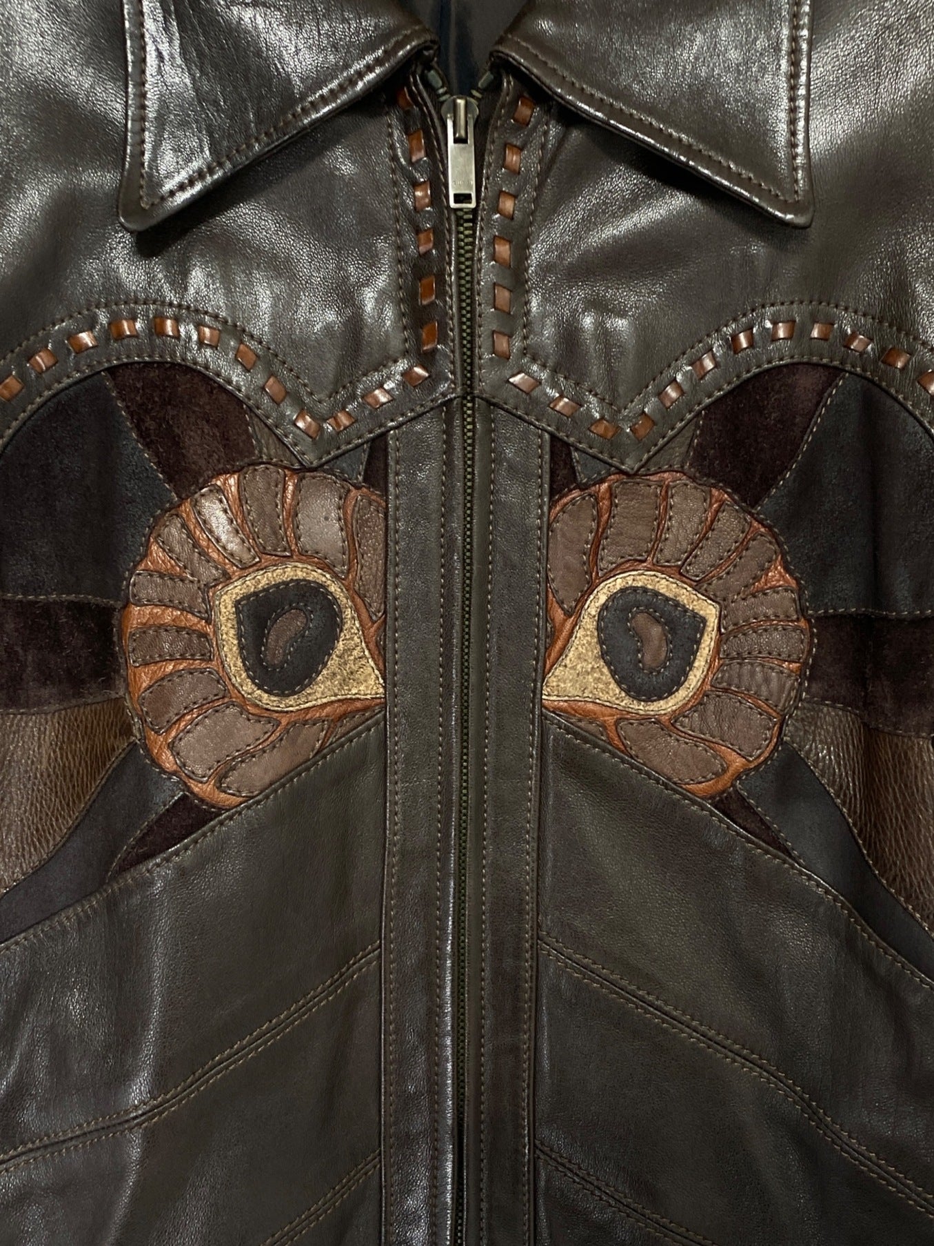 [Pre-owned] GUCCI Patchwork Leather Jacket 125226