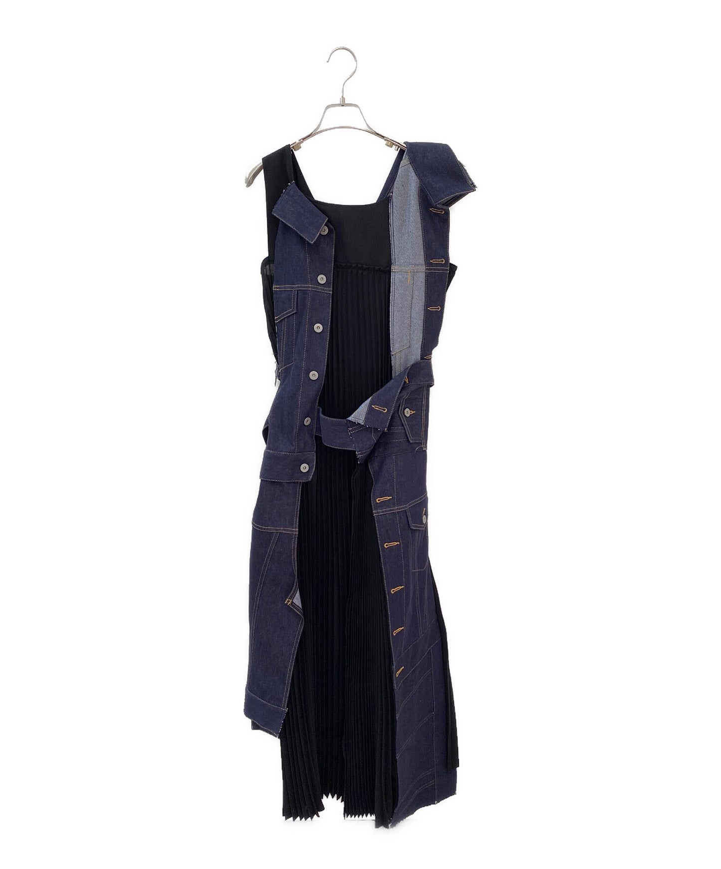 Junya Watanabe Comme Des Garcons Denim Pleated Dress / Sleeveless Dress XG-O003